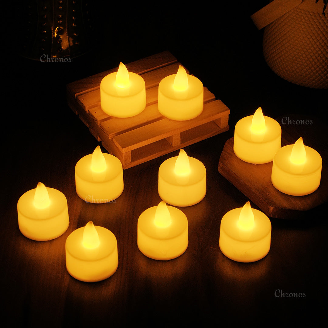 LED Tea Light Candles Bright Amber Yellow
