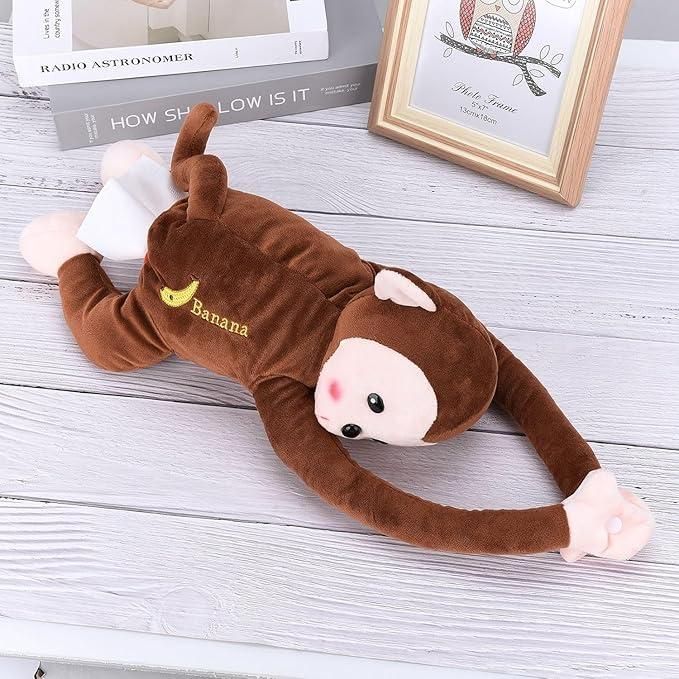 Cute Cartoon Monkey Plush Tissue Holder Box