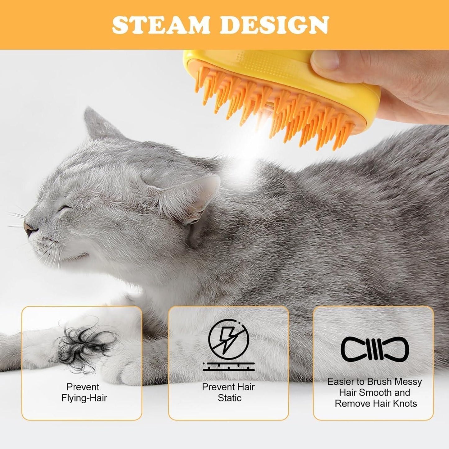 Steaming Pet Hairbrush