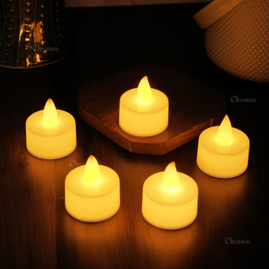 LED Tea Light Candles Bright Amber Yellow