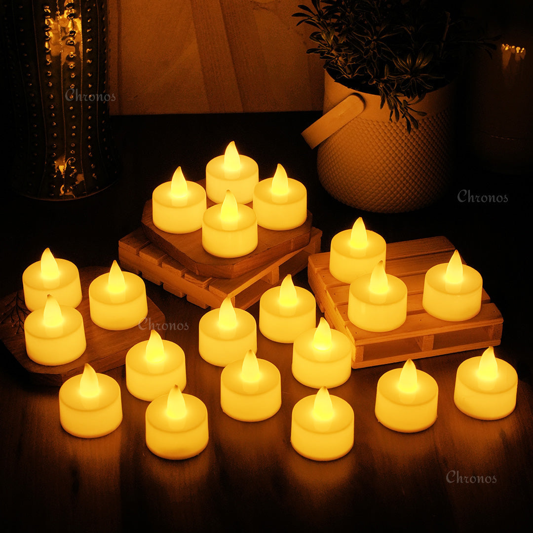 LED Tea Light Candles Bright Amber Yellow
